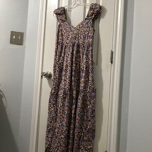 Old Navy Navy Daisy Floral Sweetheart Midi Dress